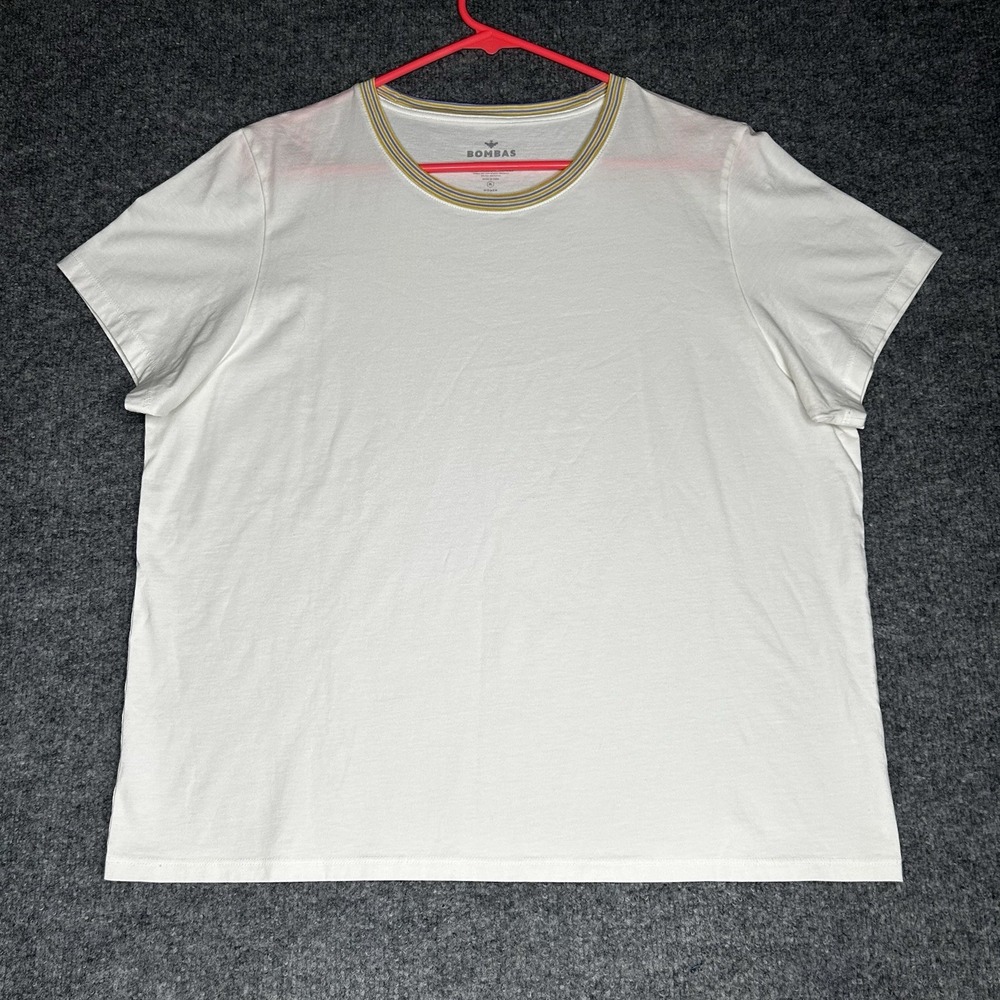 Bombas Crewneck Ringer Tee Women Size Xl White Peruvian Cotton